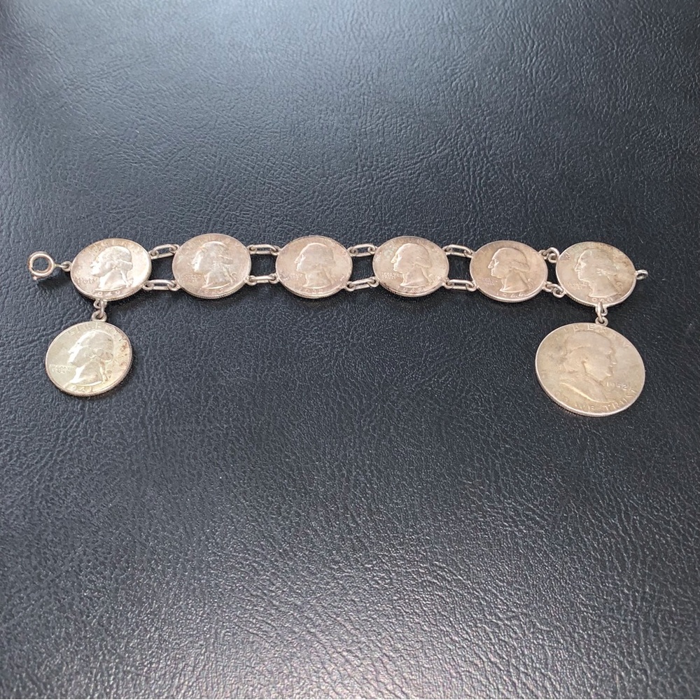 One Of A Kind Vintage 100% Silver Coin Bracelet